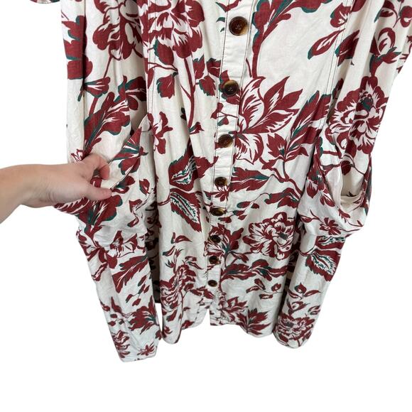 Anthropologie A+ Oahu Floral Linen Blend Midi Dress Off Shoulder Womens Plus 26W - Picture 5 of 11